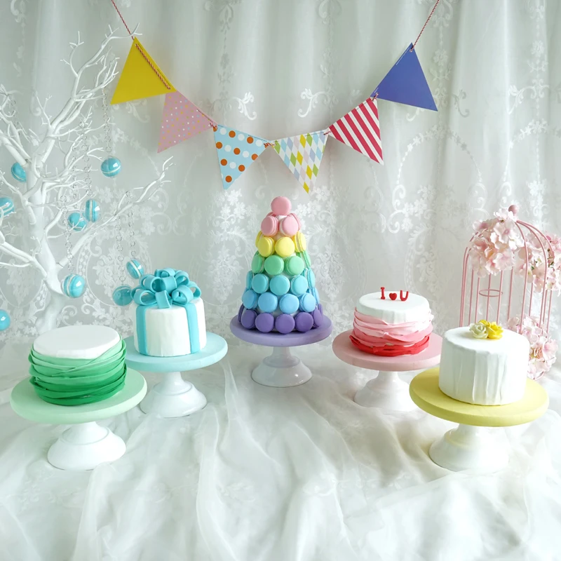 

multicolored wood cake stand for baby shower/ first birthday Nordic style Macron tower cake decorating tools bakeware