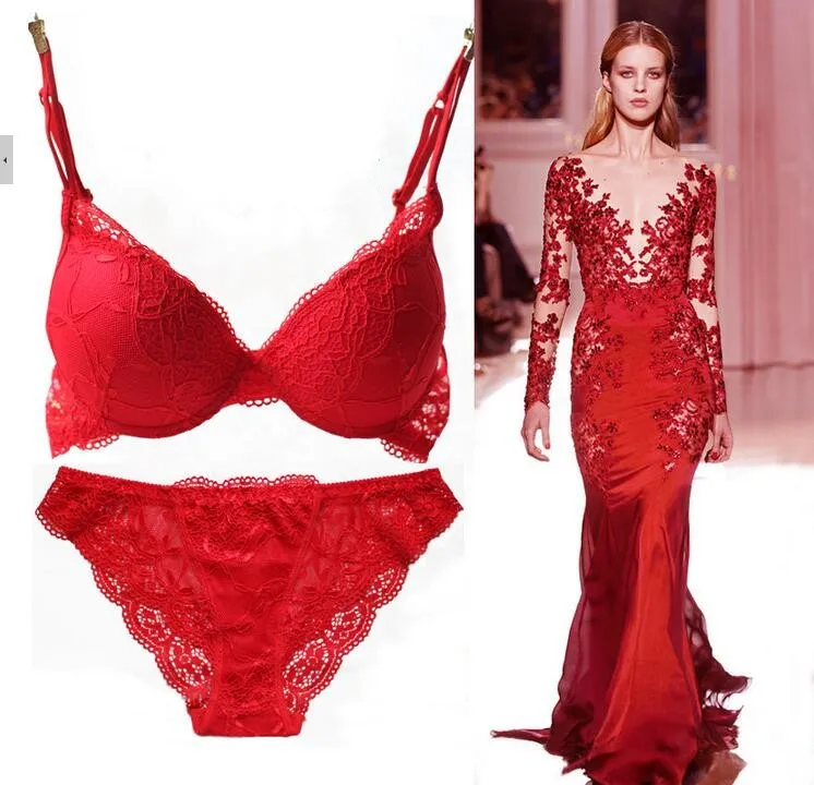 6 Colors Set Push Up Solid 32A-38C Bra Women Deep V Lace Decro Underwire Outfit Sexy Lace Bra Set For Free Shipping underwear sets sale