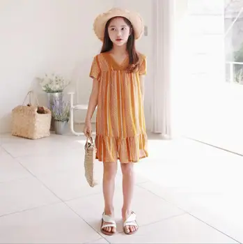 

2019 wholesale girls printed dress cotton fashion summer girls dresses 3-8t B744