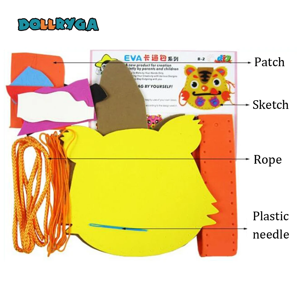 Cartoon Crossbody Bag DIY Applique Bag Children Handmade Non-woven Cloth Cartoon Animal Flower Bag Craft Art Craft Gift 1PCS