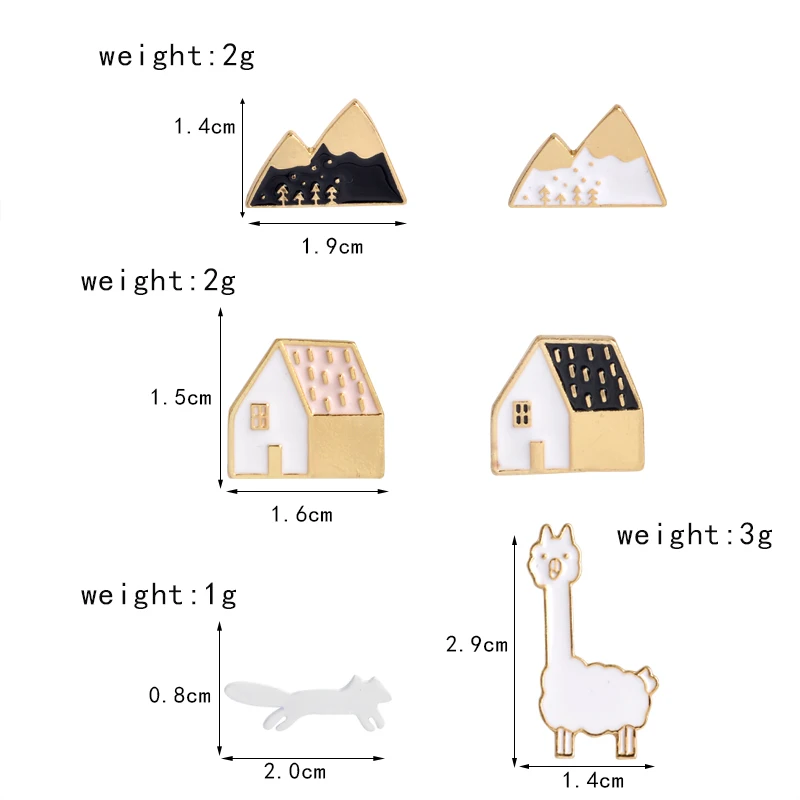 Qihe ювелирные изделия 1 комплект сосна яблоко Альпака лисица цветы дома металлические милые эмалированные булавки набор модные ювелирные аксессуары