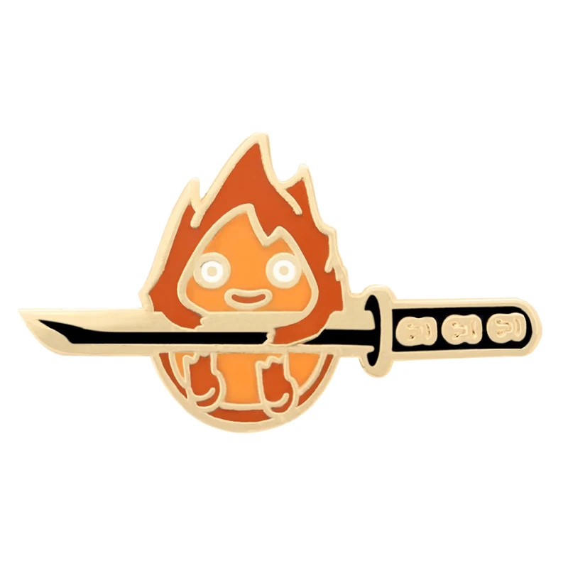 Calcifer Samurai Ghibli Enamel Pin