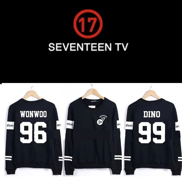 SEVENTEEN 17 Kpop толстовка с капюшоном Женская Мужская хип хоп Корейская длинным
