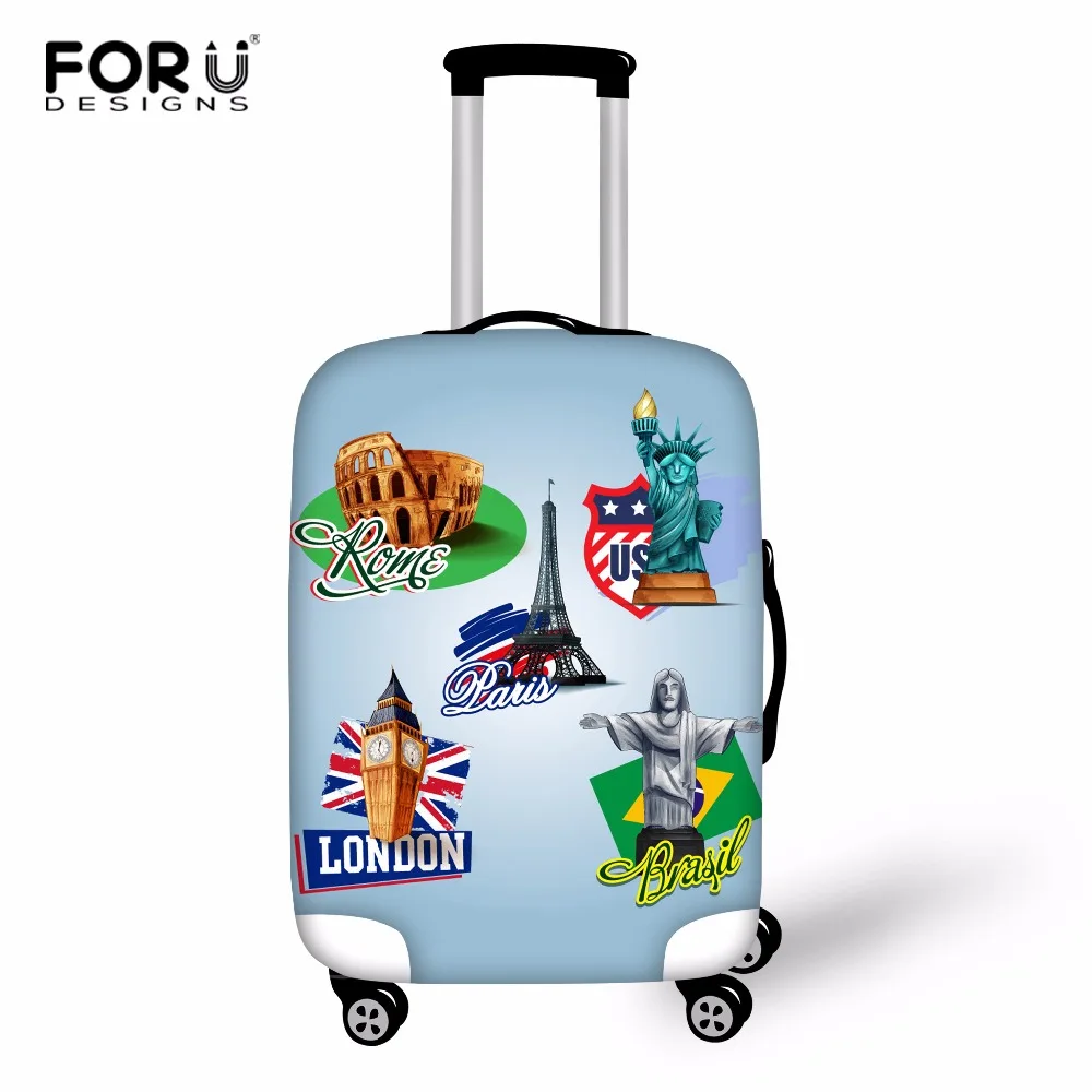 

FORUDESIGNS Travel Sticker Pattern Protect Luggage Cover Elastic Suitcase Cover to 18/20/22/24/26/28 inch Travel Accessories