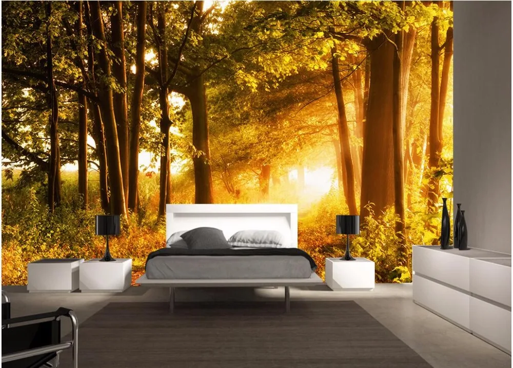 

Custom photo mural 3d wallpaper Sunny path Forest landscape room decoration painting 3d wall murals wallpaper for walls 3 d