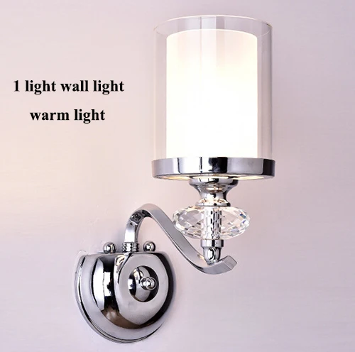 Современный, хромированный, металлический светодиодный настенный светильник s Lustre Crystal glass для спальни, светодиодный настенный светильник для гостиной, светодиодный настенный светильник, бра - Цвет абажура: 1 light wall lamp
