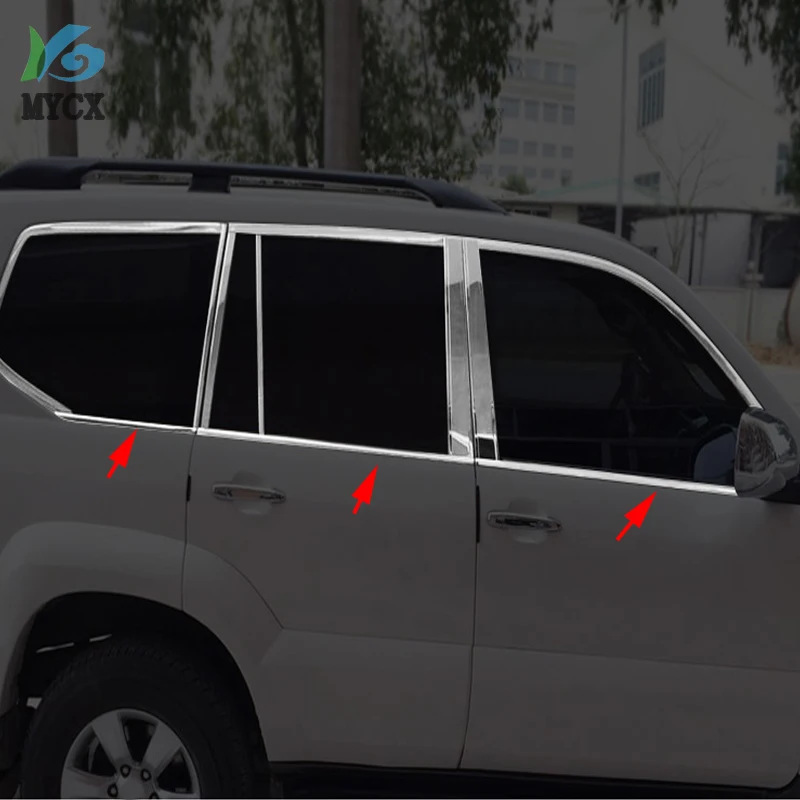 Нижний оконный каркас из нержавеющей стали для toyota Land Cruiser Prado FJ120 FJ 120 2003 2008 2009 6
