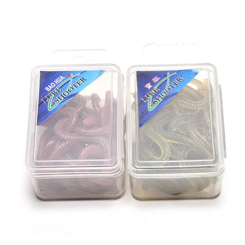 

15 Pcs = 1 Box Tackle Soft Bait Lifelike Fishy Smell Lures Red Green Artificial Sea Worm Worms Simulation Fishing Lure