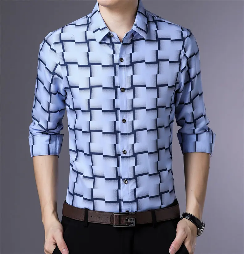 Camisa Para Hombre de Manga Larga Camisas Informales de Negocios Vestir ...