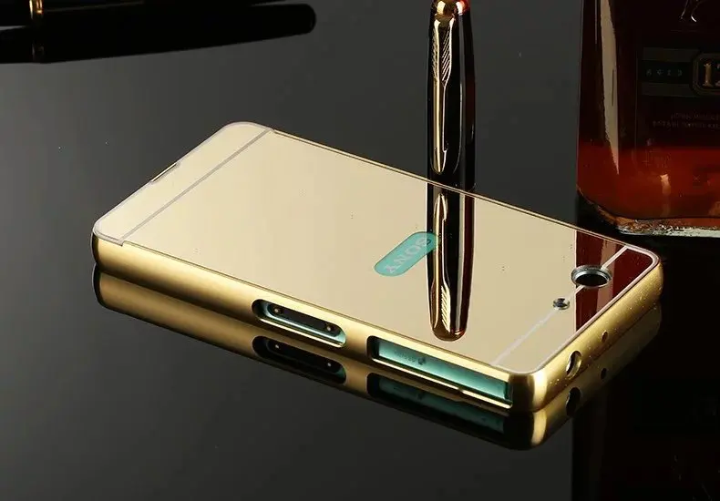 Чехол для Sony Z5 Premium алюминиевая металлическая рамка + зеркальная акриловая задняя