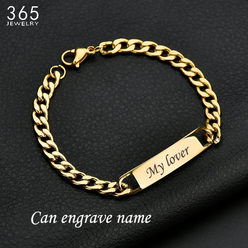 Fashion Customized Words Bar Chain Bracelet For Men Stainless Steel Adjustable Engraving Name Bangle Party Jewelry rechicgu women egyptian snake headband headpiece upper arm cuffs armlet bangle bracelet earring jewelry cosplay party accessory