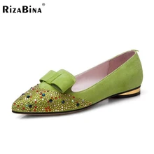 font b women b font pointed toe real genuine leather bowtie flat shoes lady sexy