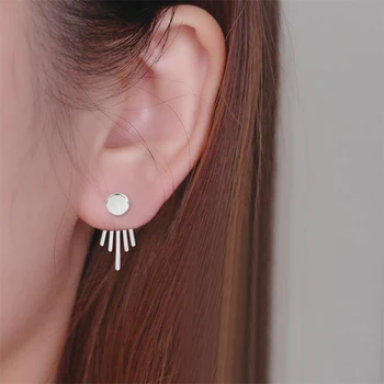 

SMJEL 2017 New Fashion Simple Geometric Tassel Ear Jacket Earrings Round Stud Earrings Women Engagement Gift Party Brincos S159