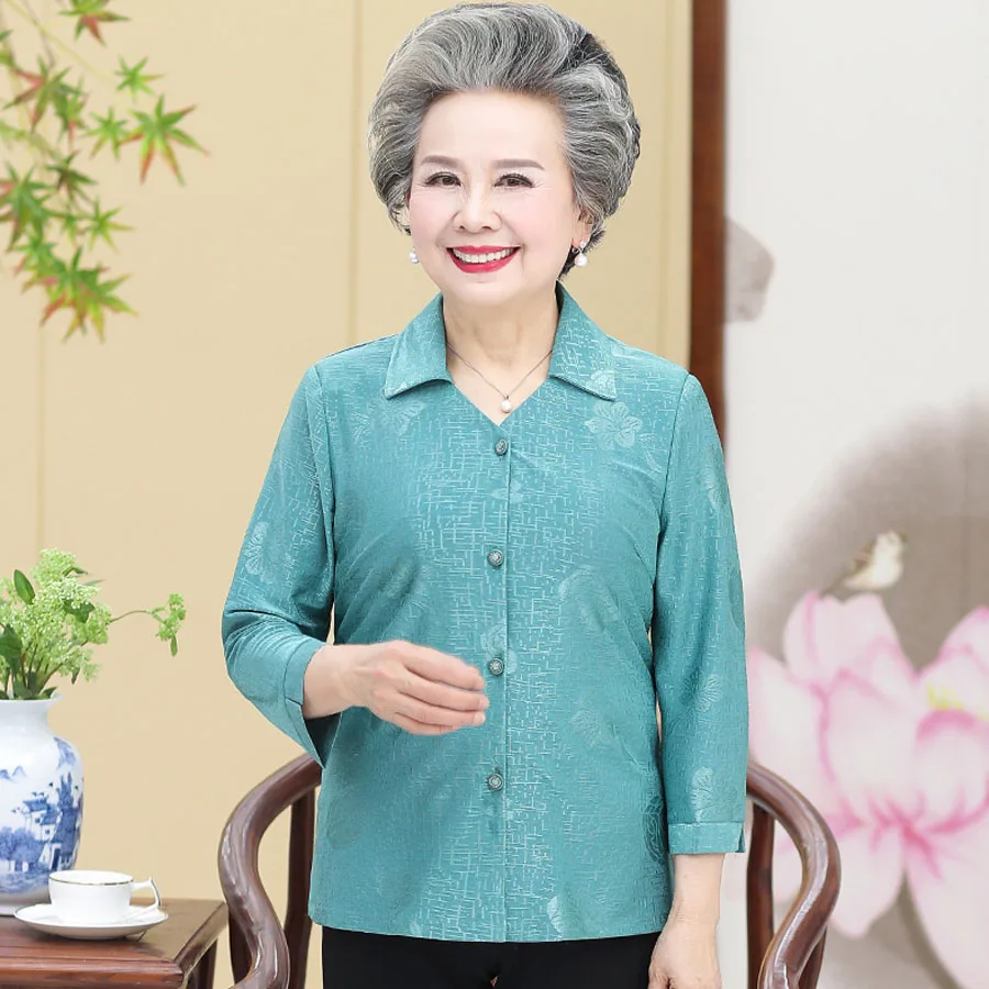 

Large size 2019 middle-aged elderly spring coat grandmother loaded old thin temperament clothes PLH01-4053