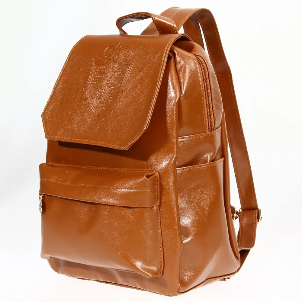 

College Style Pu Leather Backpack Pure Color Women Travel Bag School Backpack Pouch Mochila Women Simple Backpack Large Capacity