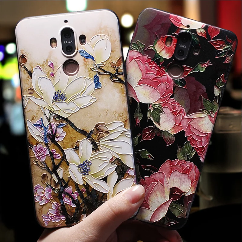 

3D Emboss Flower Coque For Huawei P8 P9 P10 P20 Lite Pro Nova 3 3i Mate 10 20 Coque For Huawei Honor 8X 6A 7A Pro 9 10 Lite Case