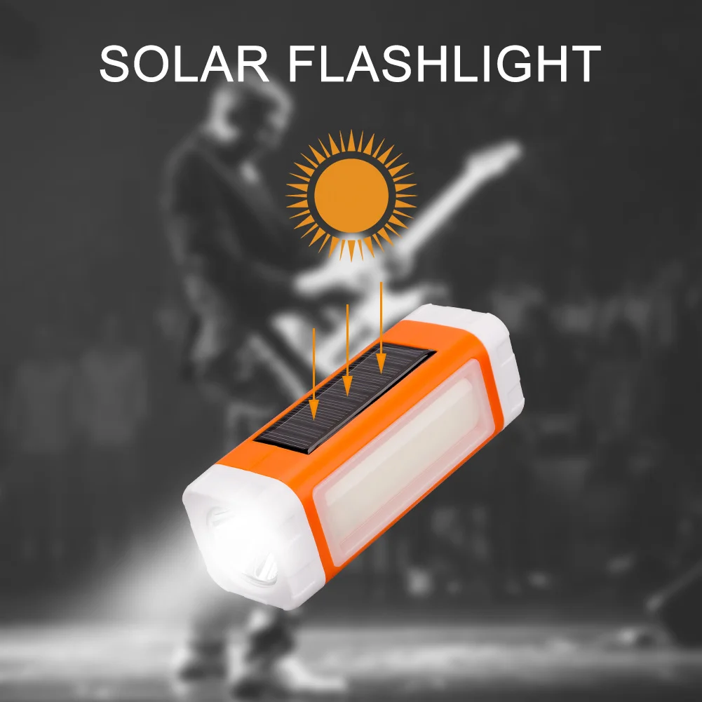

LED USB Solar Powered Flashlight Portable Audio Torch Support Music Player Outdoor Camping Lantern JDH99