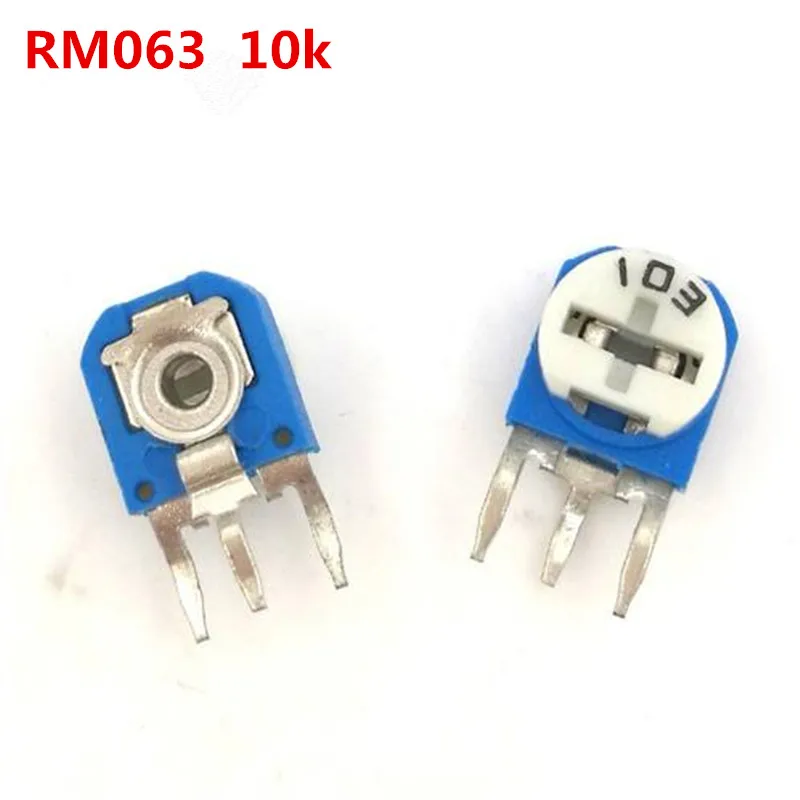 50pcs/lot Horizontal 10K (103) RM063 blue LAN adjustable adjustable resistor