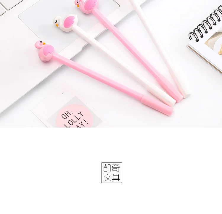 1 шт кавайная гелевая ручка для творчества с милым фламинго, школьные офисные канцелярские принадлежности, черные чернила, 0,5 мм, ручка для заправки