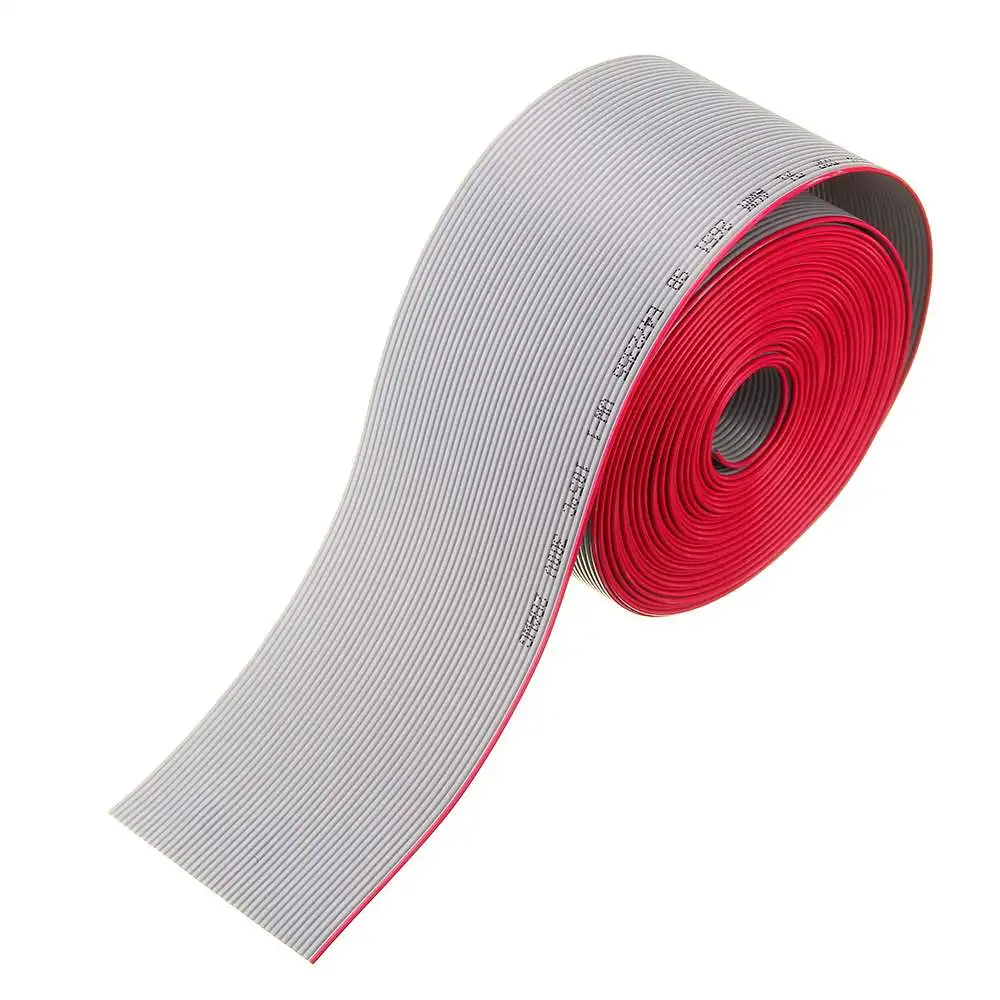 

5M 1.27mm Pitch 40 Pin 40P Grey Gray Flat Ribbon Data Cable Wire Connector For AWG28 300V