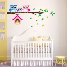 Cartoon Tree Branch Animal Owl Wall Stickers For Kids Rooms Boys Girls Children Bedroom Home Wall Decoration 60x20cm chic cartoon owl flower tree branch pattern scarf for women