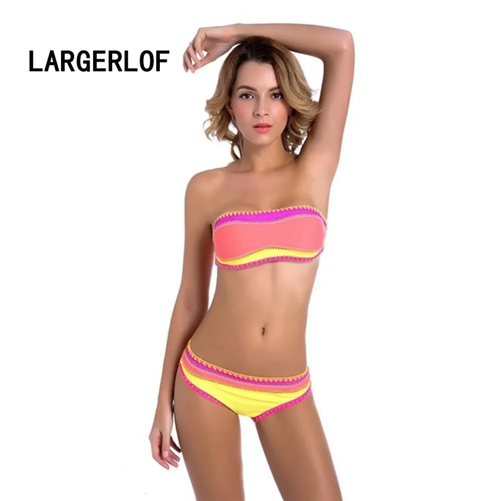 

Bandeau Bikini Swimsuit Strapless Bikini Sexy Swimwear Female Push Up Yellow Swimwear Swimsuit Female BK50047