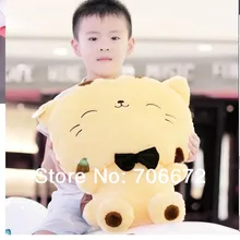 Чучело счастливый кот галстук мягкий котенок желтый плюшевый игрушка 40 см около 17 дюймов кукла wt6857