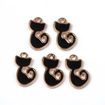 

Alloy Cat Enamel Charm, Black, 15x8x1.5mm, Hole: 1.5mm