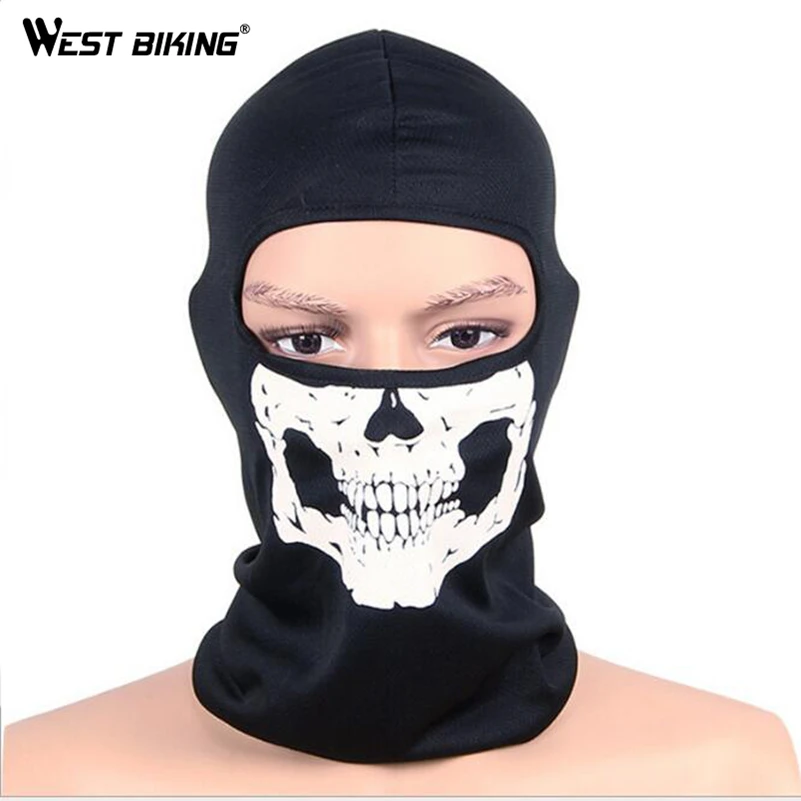 Best WEST BIKING Skull Balaclava Sports Head Cover Breathable Riding Bicycle Full Face Masks Motorcycle Skull Mask Dust Protecting