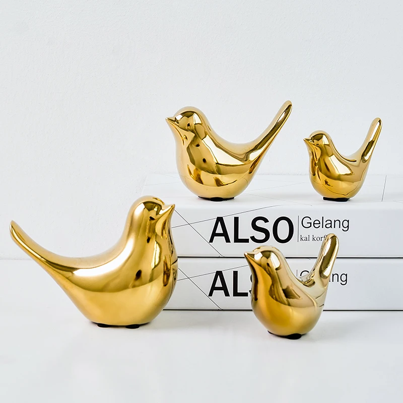 الإبداعية السيراميك الذهب الطيور ديكور مجردة زخرفة غرفة المعيشة خزانة الجدول الأبيض والأسود الطيور الديكورات المنزلية هدية