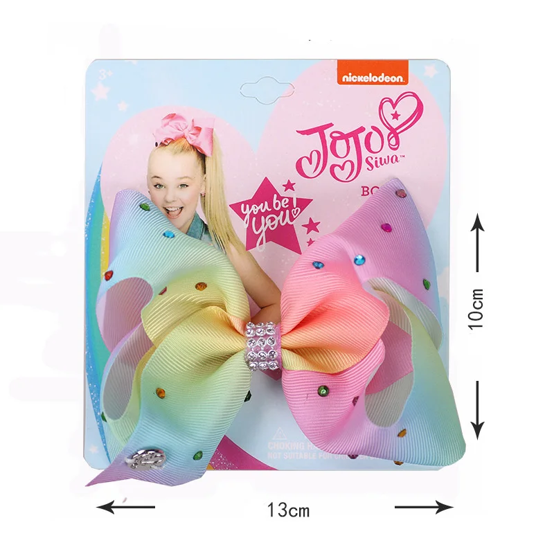 Jojo Siwa бант Grosgrain ленты с красивыми бантиками шикарные блестящие стразы заколки