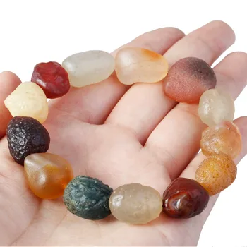 

SUNYIK Natural Multicolor Desert Gobi Agate Bracelet Healing Reiki Irregular Stone Stretch Bracelet