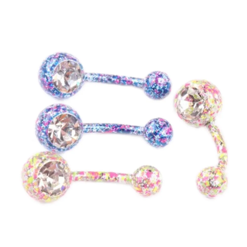 1Pc Women Sex Navel Belly Ring Body Piercing Jewelry Bar Fashion Crystal Rhinestone Floral Dangle Button Belly Navel Ring