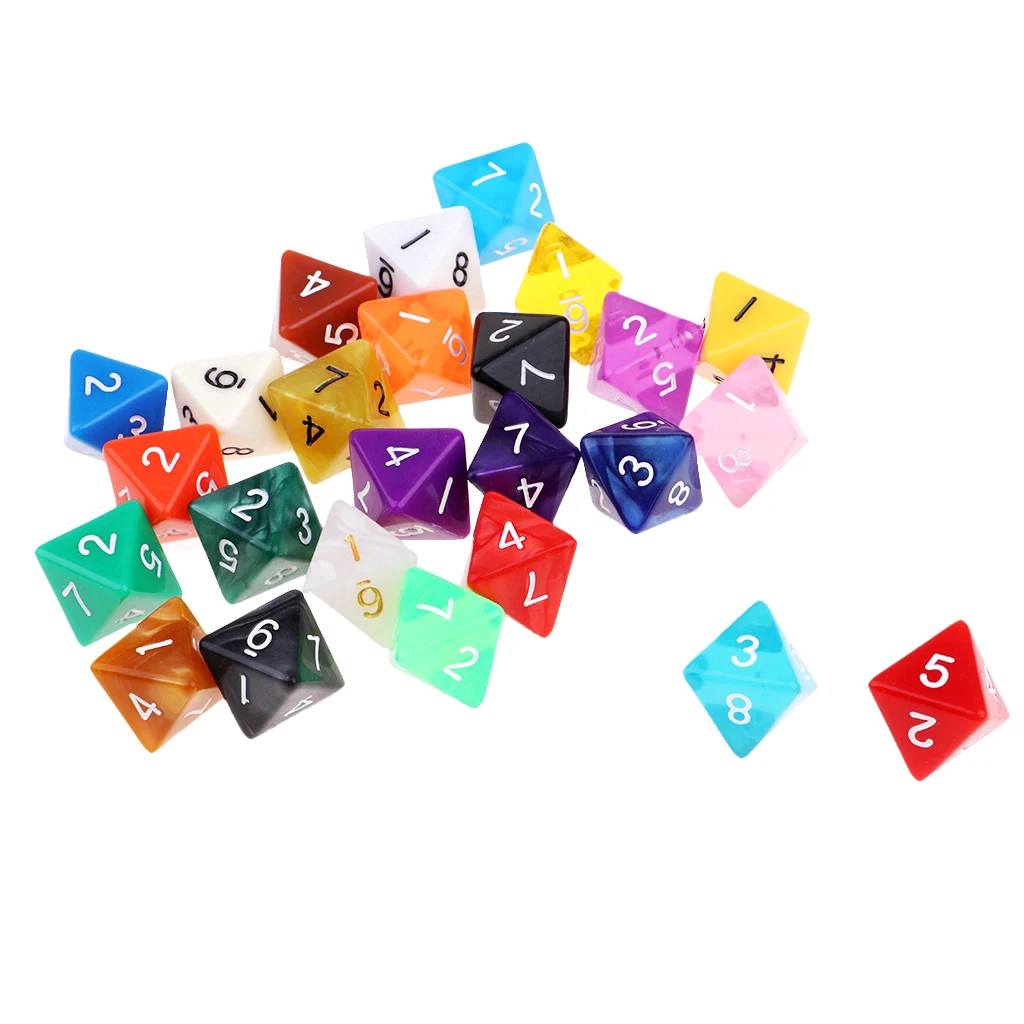 25Pcs D8 8-Sided Dices Table Board Game Toys for Dungeons & Dragons TRPG MTG Party Role Playing Accessory