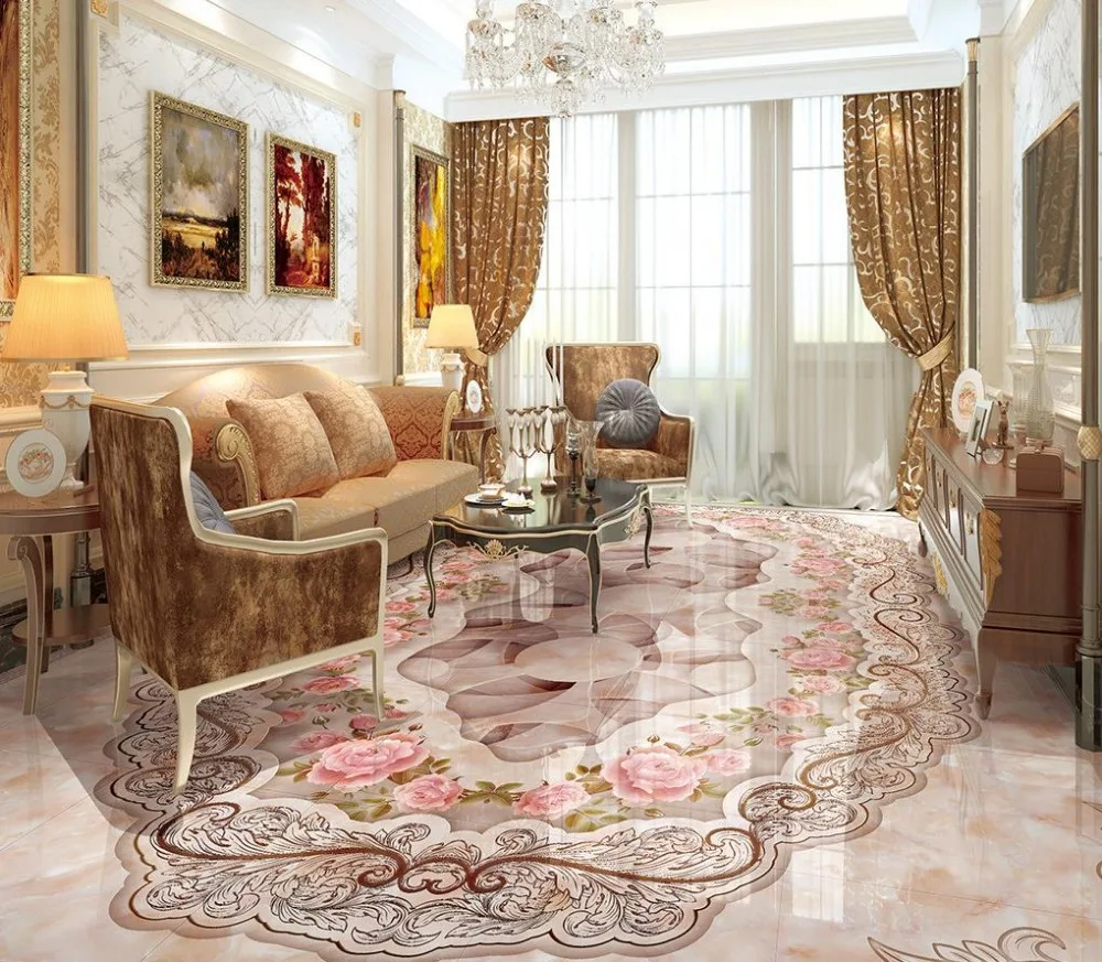 Home Decoration Continental Grand marbled parquet floor 3D Custom Photo
self-adhesive 3D floor PVC waterproof floor