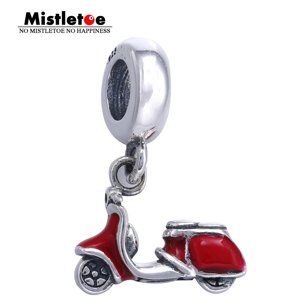 Authentic 925 Sterling Silver Red Scooter Dangle Charm Dangle Charms