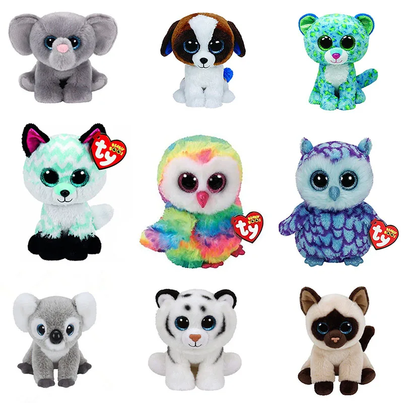 

Ty Beanie Boos 6" 15cm Poodle Owl Fish Bunny Penguin Turtle Lamb Plush Big-eyed Stuffed Animal Doll Toys