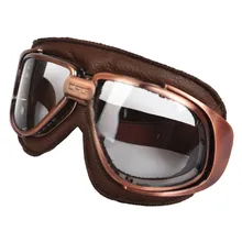Nuevo casco moto rcycle gafas Estilo vintage Retro de aviación gafas de cuero geniune gafas de 5 colores para cascos de moto scooter