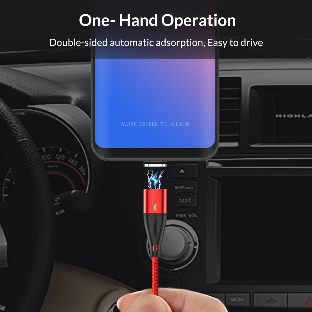  TOPK AM61 3AMagnetic USB Ladekabel Nylon Weben Micro USB Kabel QC3.0 USB Typ C Kabel für iPhone Sam
