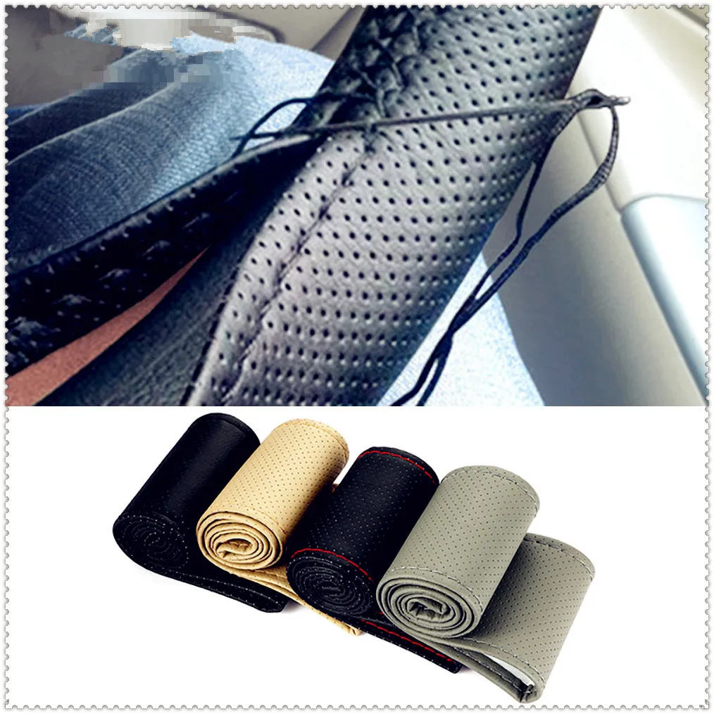 

Car Braid Wheel Steering Cover Thread leather 38cm Auto for Hyundai Accent Azera Elantra Solaris Verna Santa Fe IX45 Sonata