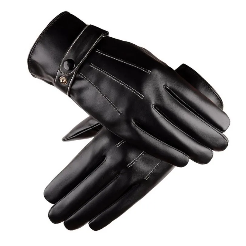 YGYEEG зимние теплые мужские кожаные перчатки черные перчатки для мужчин модные зимние теплые варежки полный палец Handschuhe
