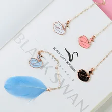 1 фото Лебедь перо металлические закладки кулон держатель для книжки Творческий кактус кошка стиль закладки Подарки канцелярские Kawaii