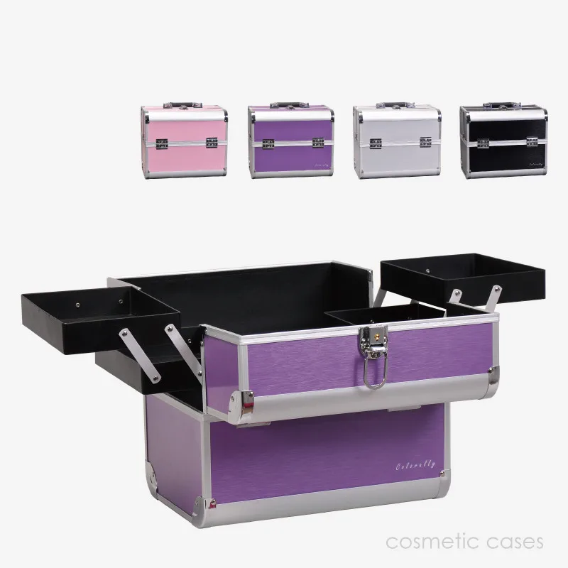 

Aluminum Makeup Trian Case with Shoulder Strap Tool Box for Nail Four Colors