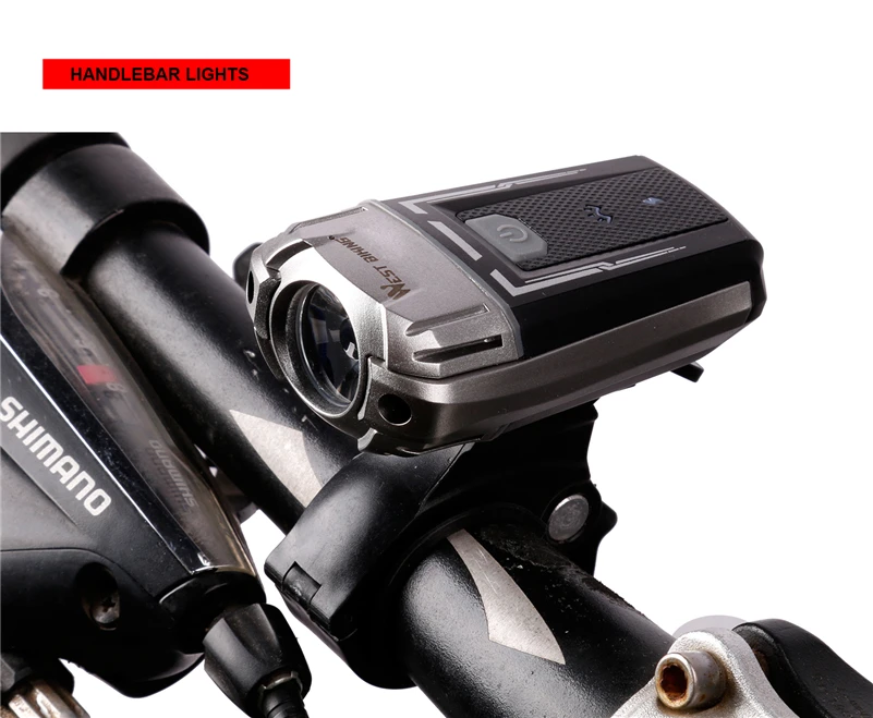 Excellent WEST BIKING Bicycle Light USB Rechargeable Headlight CREE LED Helmet Night Lighting Safety Handlebar Front Flashing Bike Light 23