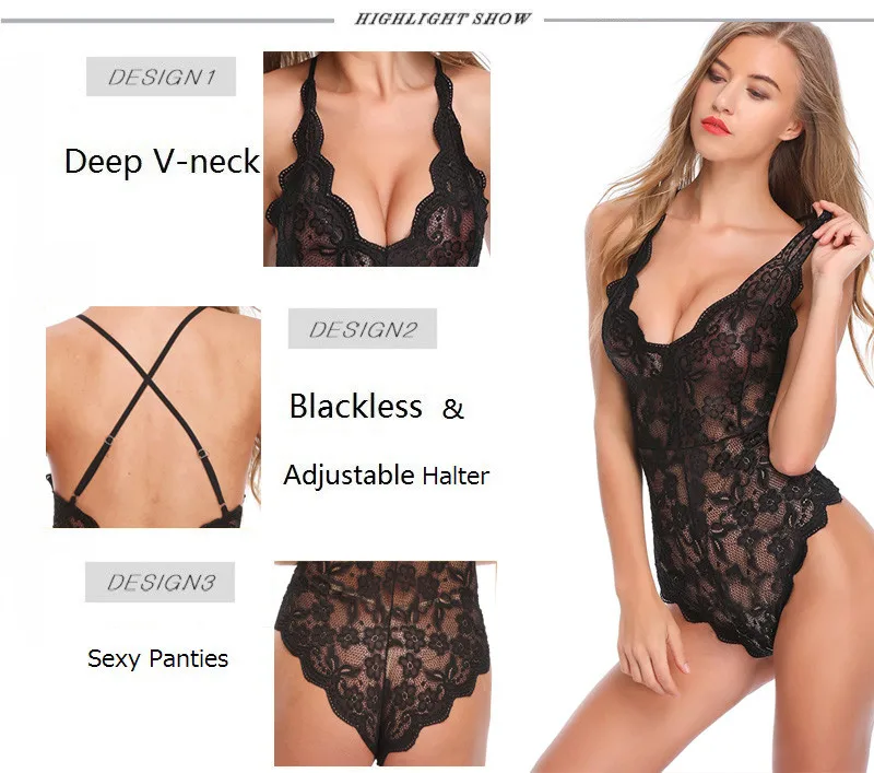 NINGMI сексуальное женское белье цельное нижнее babydolls ночное с глубоким v образным