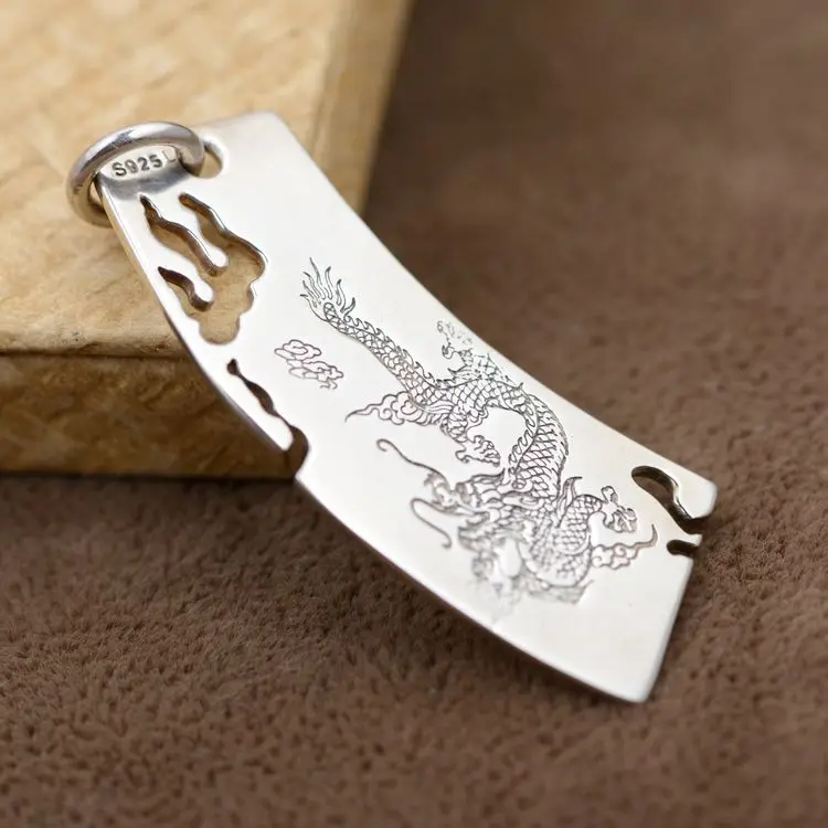 

Thai silver wholesale S925 Sterling Silver Antique Style Dragon Blade Pendant