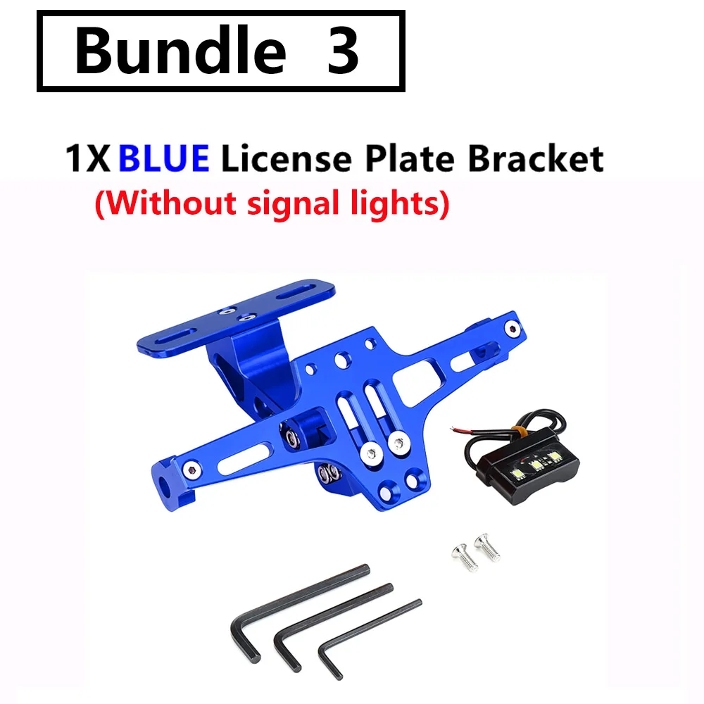 KEMiMOTO Универсальный держатель номерного знака регулируемый держатель номерного знака Кронштейн светодиодный для Honda Для Yamaha сигнальные огни - Цвет: Blue without Lights
