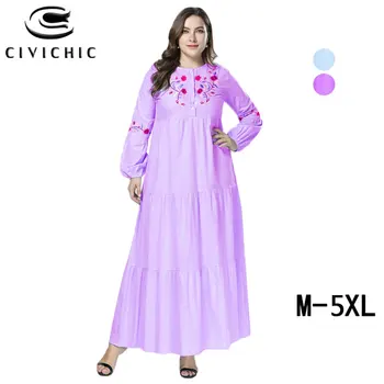 

CIVI CHIC Women Swing Gown Ethnic Floral Embroidery Maxi Dress High Waist Spring Fall Jurk Retro Party Vestidos Plus Size DRS308