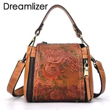 Small Vintage Brand Women Genuine Leather Flap Bags Flower Pattern Leather Ladies Handbag Bags Female Bolsa Shoulder Bag Ladies women bag genuine leather diolevy brand handmade carved flower pattern ladies leather handbags