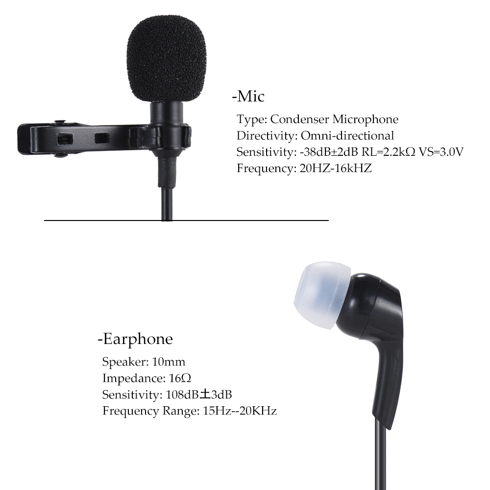Конденсаторный микрофон Andoer 360 дюйма разъем 3 5 мм|mini condenser|microphone miclavalier microphone |